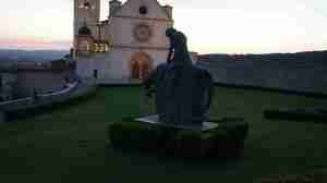 Statue of St Francis of Assisi on a horse back
